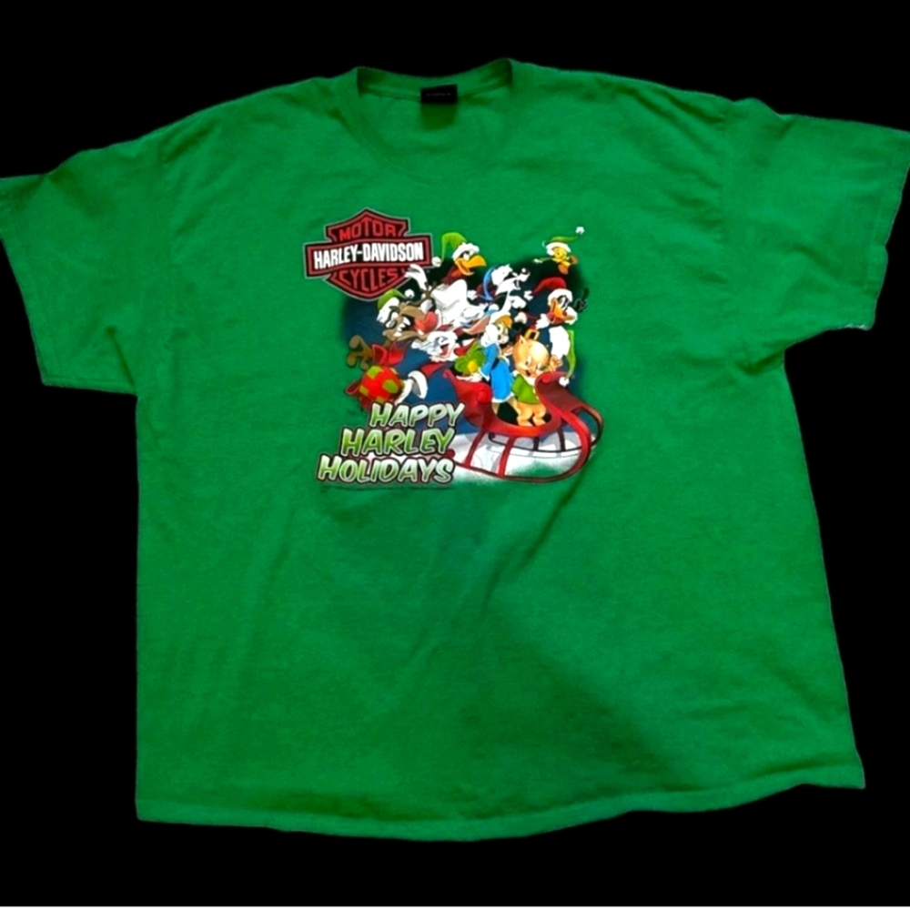 Harley Davidson Green Looney Tunes Happy Harley Holidays FL T-Shirt Size 2X